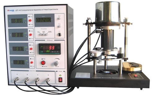 Physics lab equipment for thermal expansion, thermal conductivity, heat capacity, energy conversion, and characteristics of temperature sensors.